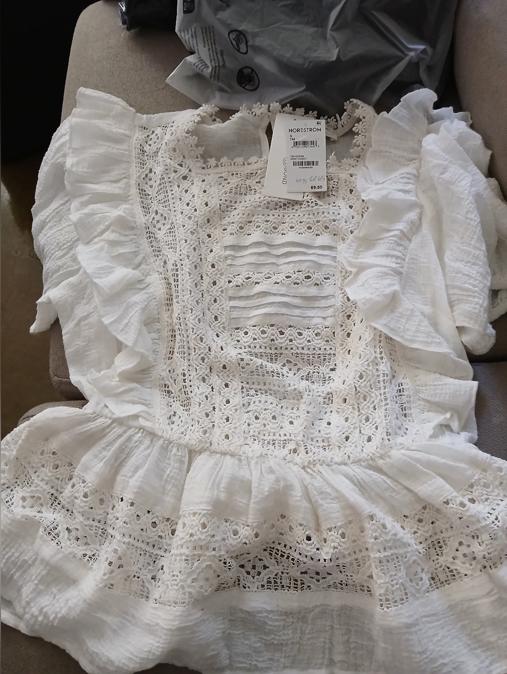 NWT Treasure & Bond White Lace Ruffle Blouse